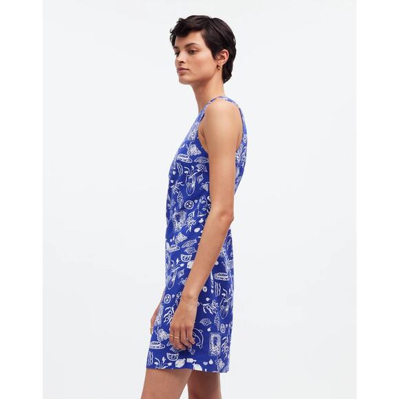 NWT Madewell x Lisa Says Gah! One-Shoulder Mini Dress in Clematis Blue Size 00 - Picture 3 of 13